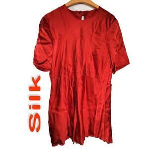 Women's 100% Silk Size L Short Sleeve Top Shirt